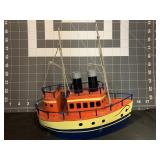 PAINTED METAL DECORATIVE 9 X 9 ' TUGBOAT