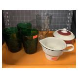 VINTAGE RESTAURANT SUGAR BOWL AND CREAMER W/ 3