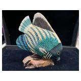 6.75 ' WOOD PAINTED FISH ON DRIFTWOOD BASE