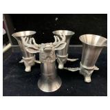 4 PEWTER STAG JAGERMEISTER SHOT GLASSES - 3.25 '