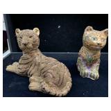2 GOLD DECORATED CAT FIGURINES - 4 ' AND 6 '