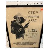VINTAGE STYLE NAVY RECRUITMENT SIGN - 12.5 X 16.5
