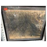 VINTAGE FRAMED ABSTRACT DRAWING - CALIFORNIA