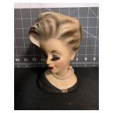 6 ' VINTAGE INARCO LADY IN BLACK HEAD VASE W/
