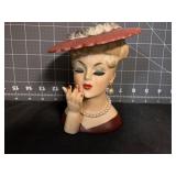 5.5 ' VINTAGE RUST COLOR HEAD VASE W/ PEARL