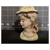 3.5 ' VINTAGE LADY IN YELLOW HEAD VASE - MADE IN
