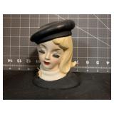 1963 INARCO LADY IN BLACK 4.5 ' HEAD VASE