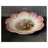 9 ' ANTIQUE VICTORIA AUSTRIA BOWL W/ SOLDIER &