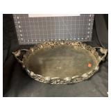 SILVER PLATE CHERUB GALLERY TRAY - 18 X 12 '