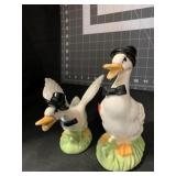 PAIR CERAMIC 1980'S BLACK BOW TIE GEESE 4 AND 5.5