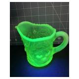 4.75 ' URANIUM VASELINE GLASS CHERRY CREAMER