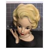 6 ' VINTAGE ARDCO HEAD VASE W/ PEARL NECKLACE &