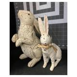 2 DECORATIVE RESIN BUNNY RABBITS - 8.5 ' AND 10 '