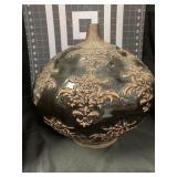 12 ' BLACK GLAZED TERRA COTTA DECORATIVE POT