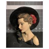 2001 RESIN BLYTHE LADY HEAD VASE WITH GLASS WATER