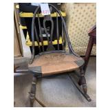 ANTIQUE ROCKING CHAIR W/ RUSH SEAT - AS IS