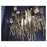 53 PCS BRASS BAMBOO FLATWARE - SEE PIC FOR