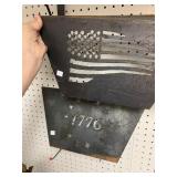 2 LASER CUT METAL PATRIOTIC SIGNS - 16 X 9 ' EA