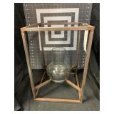 GLASS VASE IN METAL CAGE - 15 X 10 X 10 '