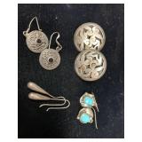 4 PAIRS OF STERLING SILVER PIERCED EARRINGS