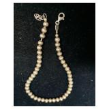 8.5 ' STERLING SILVER BEADED BRACELET - 5.2 GRAMS