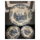 3 JOHNSON BROS COACHING SCENES PLATES - 5.5 ' TO