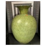 15 ' GREEN PAINTED METAL VASE