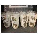 SET OF 8 VINTAGE DOMINION NAUTICAL FROSTED AND