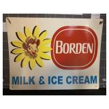 METAL BORDEN DAIRY MILK AND ICE CREAM SIGN 10.5 X