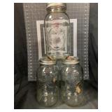 SET OF 3 BALL WIDE MOUTH 3.5 PINT JARS WITH LIDS