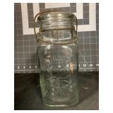 VINTAGE HAZEL ATLAS GOOD LUCK 8 ' JAR WITH LID