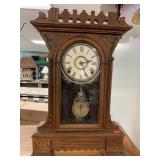 ANTIQUE KITCHEN CLOCK W/ KEY & PENDULUM - 13 X 19