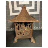 CAST IRON PAGODA DRAGONFLY LANTERN - 6 X 6 X 9.5