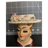 5 ' VINTAGE SONSCO LADY HEAD VASE W/ PEARL