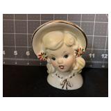 4 ' VINTAGE INARCO GIRL W/ BONNET HEAD VASE