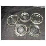 5 GLASS FURNITURE COASTERS - (3) 2.5 ' AND (2)