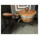 MID-CENTURY COPPER CHAFING PAN - COMPLETE