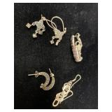 4 PAIRS OF STERLING SILVER PIERCED EARRINGS -