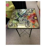 GLASS & IRON HUMMINGBIRD PLANT STAND - 12 X 12 X