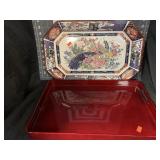 16 ' ASIAN PEACOCK PORCELAIN PLATTER & 16 '