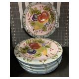 8 HAND-PAINTED BLACK FOREST FRUITS 10.5 ' PLATES