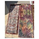 8 ASSORTED SIZES AREA RUGS - SOME W/ STAINS
