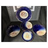 5 ANTIQUE BLUE DECORATED PLATES - 6 ' TO 10 '
