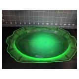 VINTAGE GREEN URANIUM PRINCESS PATTERN PLATTER -