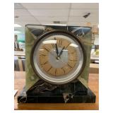 ANTIQUE MARBLE ART DECO CLOCK W/ REPLACED QUARTZ