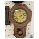 ANTIQUE SCHOOL HOUSE CLOCK W/ KEY & PENDULUM - 20