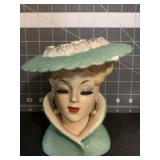 6 ' VINTAGE NAPCO LADY IN BLUE HEAD VASE W/ SM
