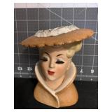 5.5 ' VINTAGE NAPCO LADY W/ HIGH COLLAR HEAD VASE