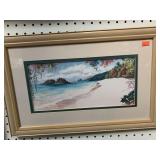 FRAMED BEACH SCENE PRINT - 18 X 11.5 '