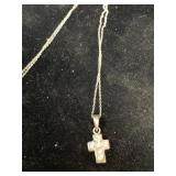STERLING & STONE CROSS PENDANT ON 15 ' CHAIN